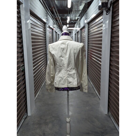 Ann Taylor LOFT Size 10 Cream 100% Cotton Button Front Jacket Preppy Teacher - Picture 2 of 8